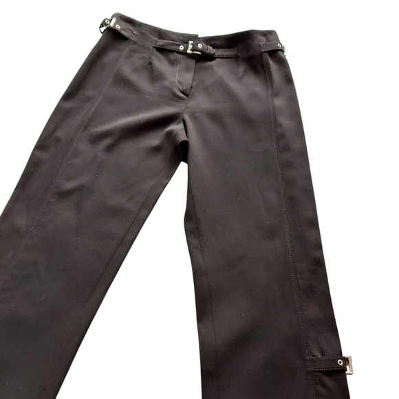 Escada Vintage Y2K  Black Wool Split Leg with Buckle Detail Front Zip Women's - Picture 3 of 16